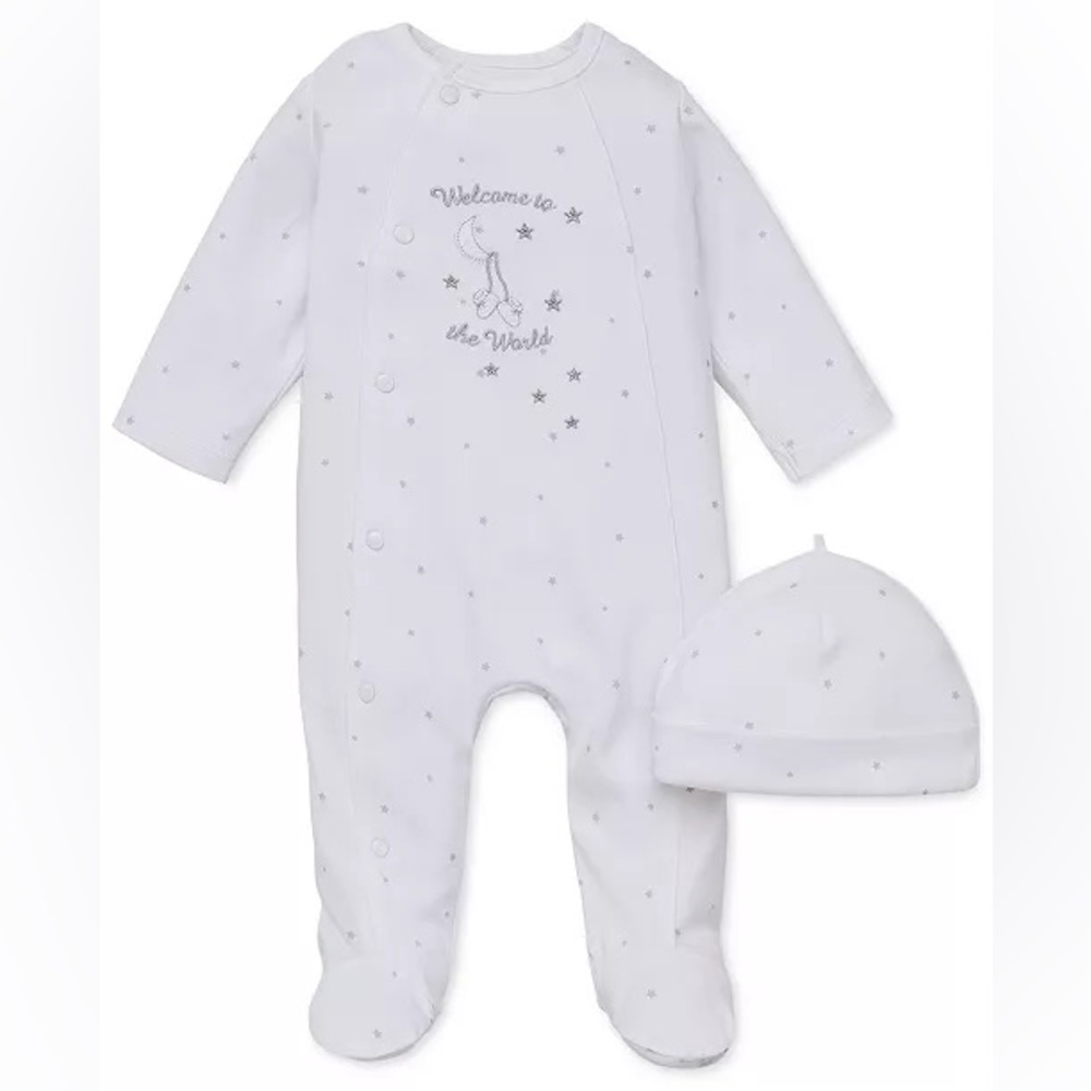 NWT Little Me Baby - Welcome To The World Footed Coverall and Hat, 2 Piece Set